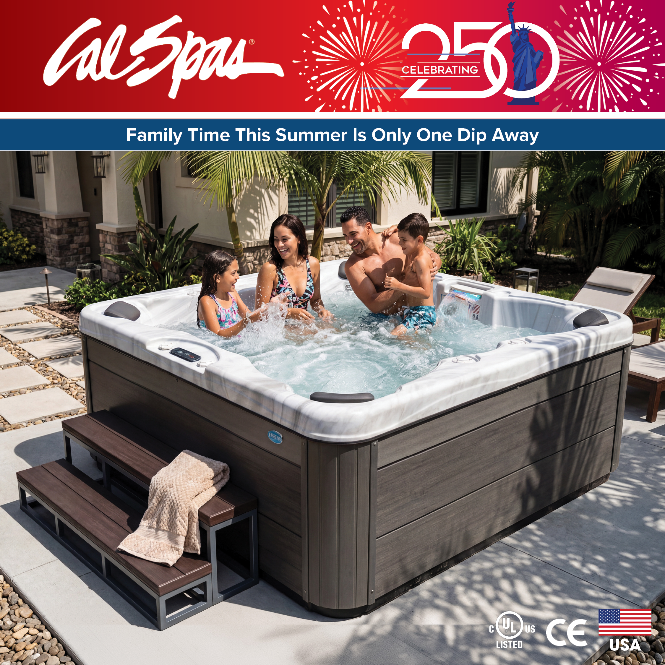 Calspas hot tub being used in a family setting - Frisco